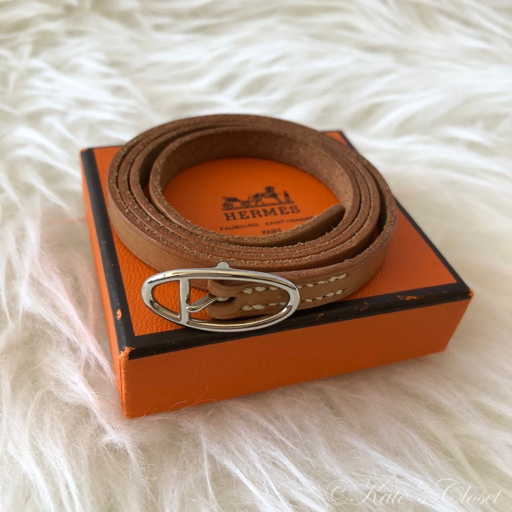 HERMES Light Brown Hapi Wrap Bracelet